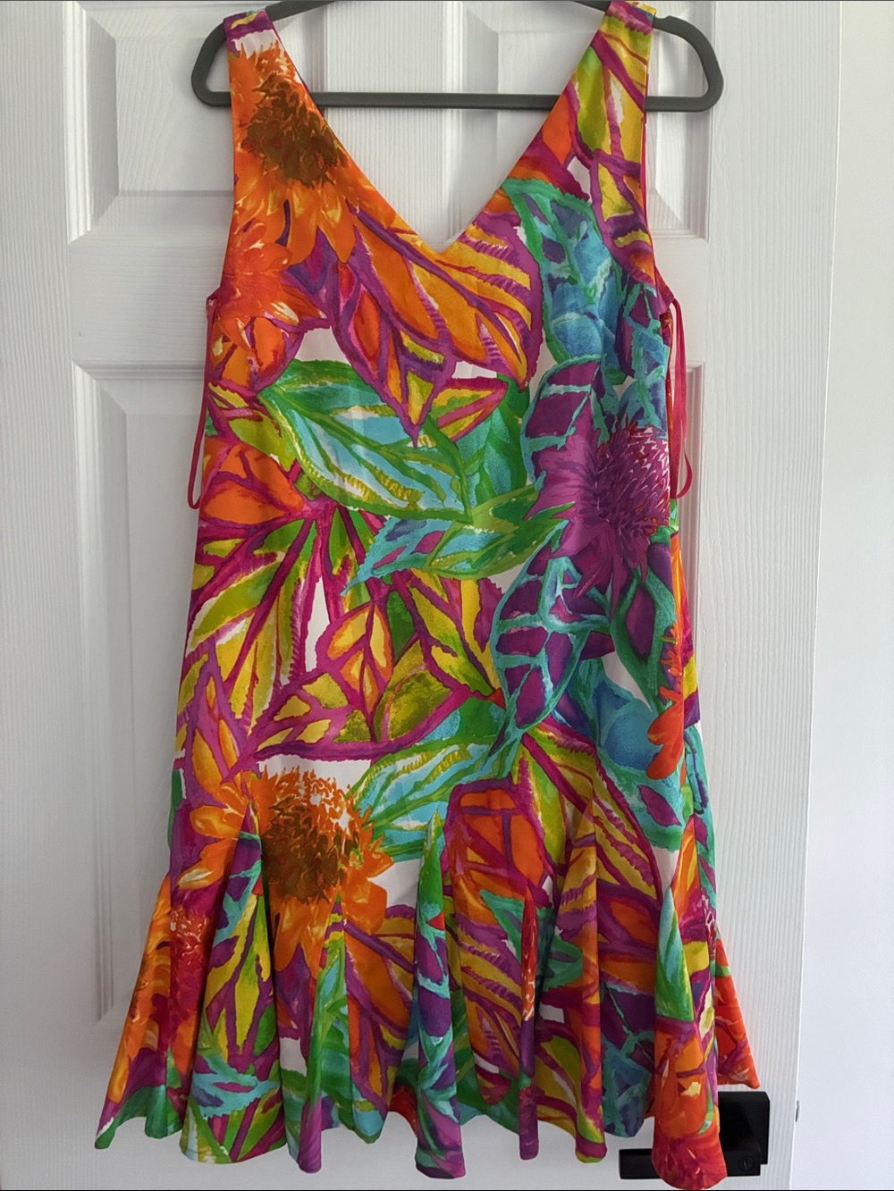 Lauren Ralph Lauren Multicolor Tropical Floral V-Neck Mini Dress